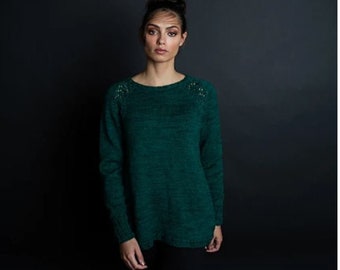 Diopside Pullover // Hand Knitting Pattern // DK or Worsted Yarn // Making Stories Book JEWEL Collection // Vanessa Ewing Knits Design