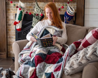 Dendrite Snowflake Inspired Knitting Modular Throw Afghan Pattern / PDF / Super Bulky Cape May Fiber / Christmas Blanket / Star Decor