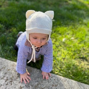 Cat or Bear Ear Chulah Style Hat Knitting pattern for newborn to child size / DK or worsted weight yarn / Earflap baby animal toque beanie