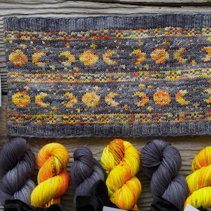 Broom Riding Cowl Knitting Kit, Hand Dyed DK Fingering Yarn Pack, Pattern Code Halloween Moon Snood, Cape May Fiber Co Project Set