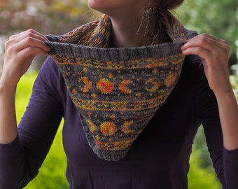 Broom Riding Cowl Knitting Pattern: Stranded Colorwork, Halloween Knit (PDF Pattern)