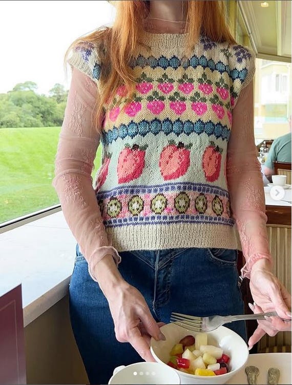 Hand Knit Fruit Salad Vest Pattern: Kawaii Colorwork PDF - Etsy