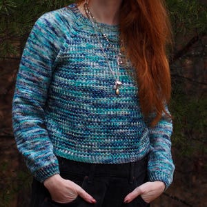 Waffle Stitch Knitting Pullover Pattern: Raglan Short Row Shaping Top Down DK Weight