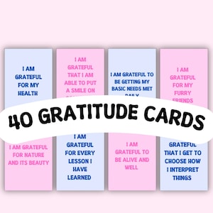 Gratitude Cards Positive Affirmation Cards for Daily Gratitude Practice Printable Cards for Gratitude Positive Flashcards for Mental Health