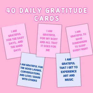 Positive Affirmation Cards for Daily Gratitude Practice, Printable Cards for Gratitude Positive Flashcards