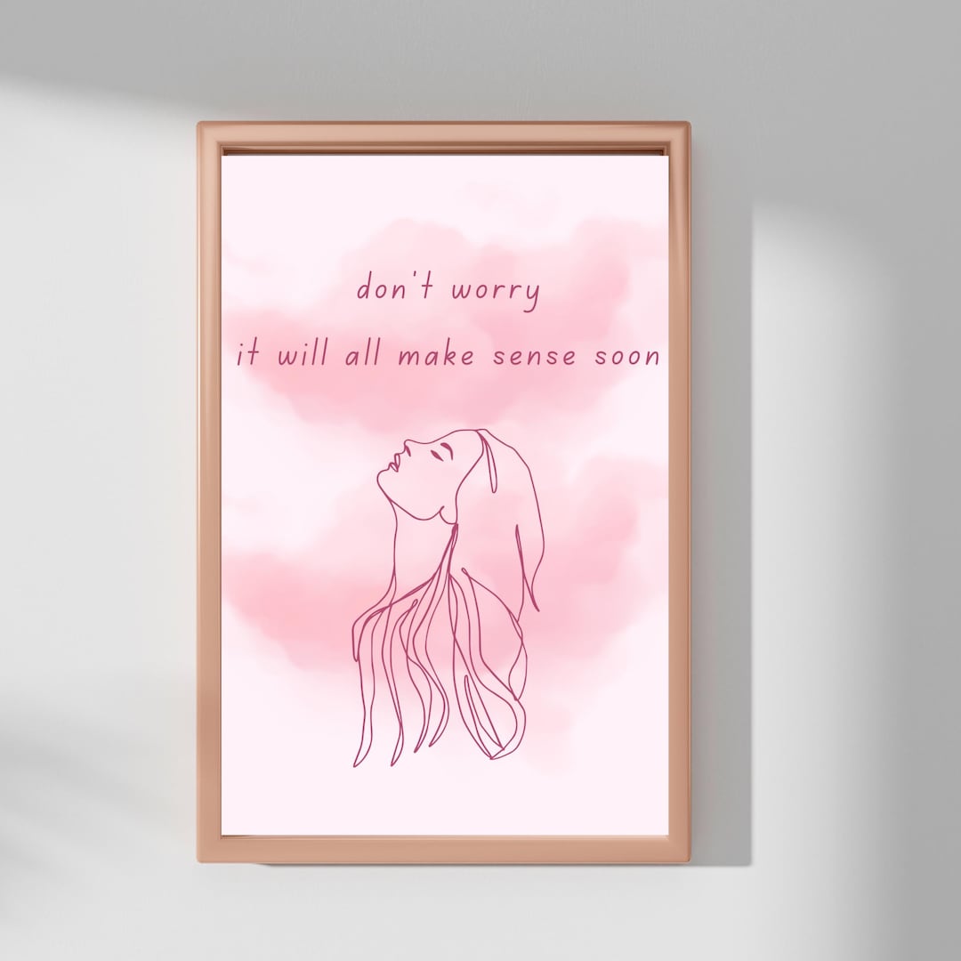 Inspirational Quote Wall Art Print for Women Room Decor Pink Aesthetic ...