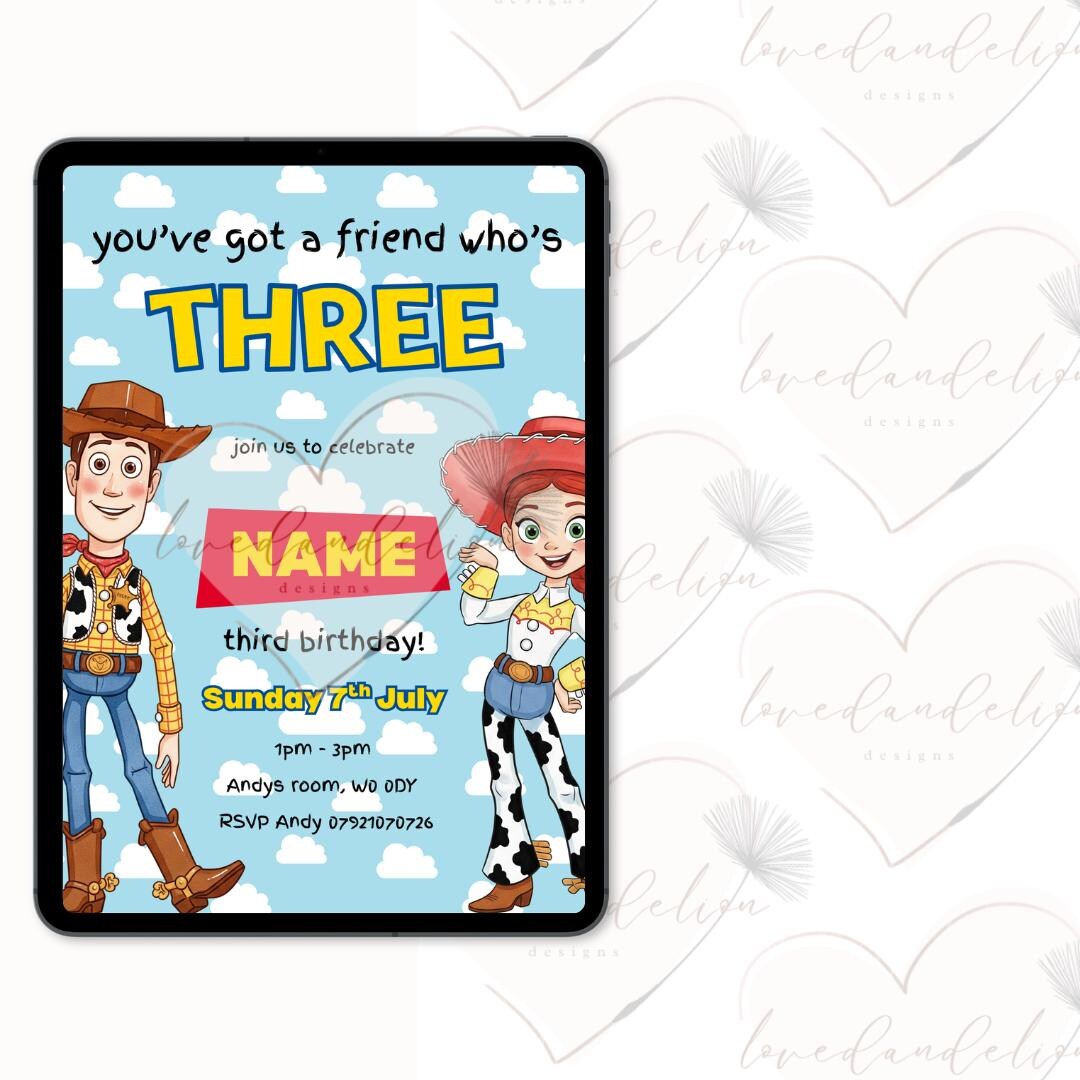 You’ve Got a Friend Who’s Three - Birthday Invitation - Digital ...