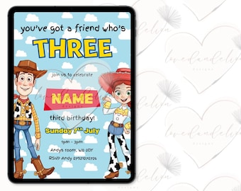 You’ve got a friend who’s three - birthday invitation - digital download - Canva template