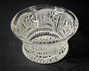 Crystal Clear Industries Clear Frosted Glass Round Bowl 24% Lead Crystal Candy Dish
