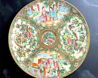 Antique Chinese Rose Medallion Plate – 8.5" Hand-Painted Famille Rose Medallion – Mid-19th Century Qing Export Porcelain