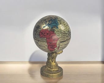 1920s Atlas Holding Globe Trinket Box – Tin Advertising Piece – St. Paul Book & Stationery Co. – Made in Germany