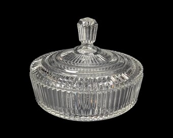 Anchor Hocking Queen Mary Candy Dish Clear Pressed Glass Round Ribbed Vintage