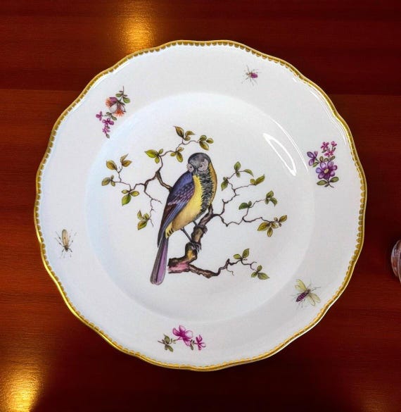 Meissenフラワーブーケ プレート 2枚セット✨ 金彩 磁器皿 ドイツ製 Meissenフラワーブーケ プレート 2枚セット✨ 金彩 磁器皿