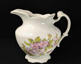 Floral Antique Water Pitcher by East Liverpool Potteries circa 1901-1907