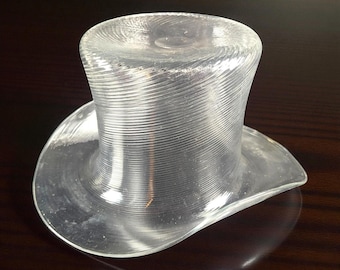 Antique Victorian Blown Glass Top Hat – Rare Life-Sized Spiral Optic Whimsy