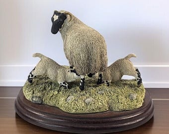 Vintage Border Fine Arts "Double Take" Sheep and Lambs Figurine – 1972 James Herriot Collection – D. Walton Design – Made in Scotland