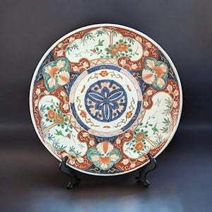 Antique Imari Charger: Hand-Painted Arita Porcelain Plate, Edo-Meiji c.1860-1885, 12&quot;