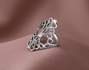 Vintage Mexico Sterling Silver Scrollwork Ring – Size 7 – Signed by  Artisan .925 – Ornate Filigree Design – Boho Statement Jewelry