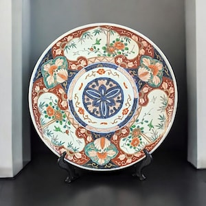 Antique Japanese Imari Charger Plate – Hand-Painted 12" Porcelain, Late Edo to Early Meiji Period (c.1860–1885)