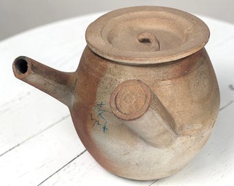 Antique Japanese Stoneware Medicine Pot, Edo–Meiji Rustic Herbal Tea Vessel