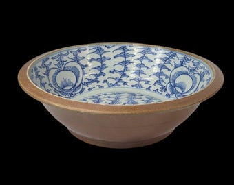 Qing Dynasty 18th/19th Century Chinese Hand-Painted Batavian Stoneware Large Serving Bowl – Sweet Pea Motif