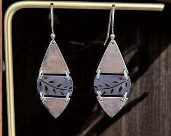 Artisan Sterling Silver Leaf Motif Drop Earrings - Lightweight Comfort & Delicate Movement