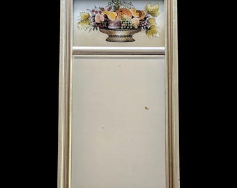 Vintage reverse painted gold and silver Gilt mirror, cottage core harvest painting