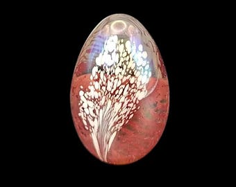 Art Glass Paperweight, Signed Mount Saint Helens, Pink, Floral Decorative