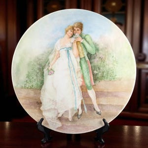 Antique T&V Limoges Hand-Painted Charger: 1906 Edwardian Courtship Scene, Signed
