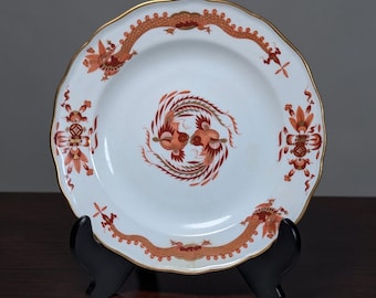 Antique Meissen Red Dragon Plate c1815 Germany Crossed Swords 9.75" REPAIRED