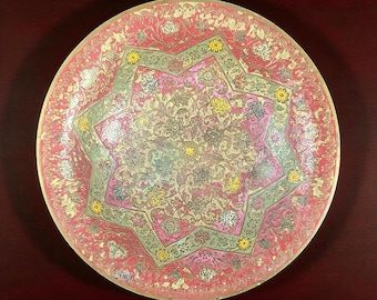 1950s Indian Brass Footed Bowl with Enamel Floral Decoration