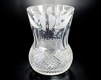 Vintage Edinburgh Crystal Thistle Glass – 4" Cut & Etched Crystal – Made in Edinburgh Scotland Etched Base – 1955–1980 Whiskey Old Fashioned