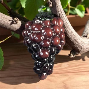 Vintage Purple Art Glass Grape Cluster: Mid-Century Tabletop Decor