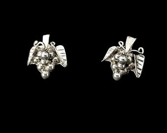 Sterling silver, grape cluster vintage earrings. 925