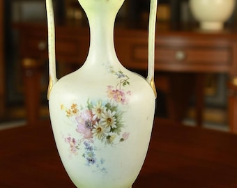 Antique Rosenthal Porcelain Vase – 9" Hand-Painted Floral Art Nouveau Style – Circa 1890s – RC Crown Mark