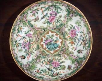 Fine Mid-19th C. Famille Rose Saucer – Birds, Butterflies & Peonies