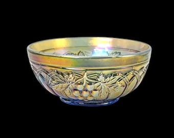 Vintage Renninger Blue Carnival Glass Berry Bowl