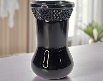 Vintage Indiana Glass Tiara Diamond Point Vase – Cameo Black Amethyst – 7" Tall