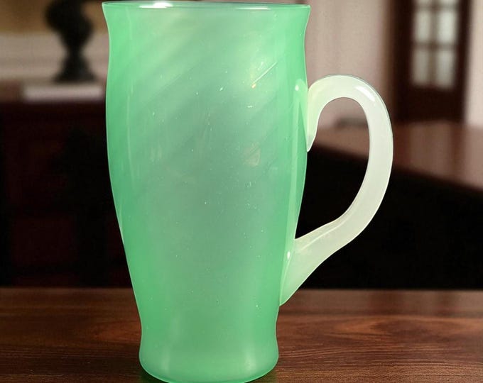 Featured listing image: Rare Steuben Jade & Alabaster Hand Blown Art Glass Tumbler: Carder Era, Uranium Glow, 1920s