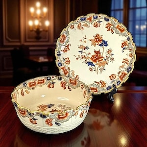 Antique Copeland Spode Imari Serving Set: English Transferware, 1890s Pattern 2017