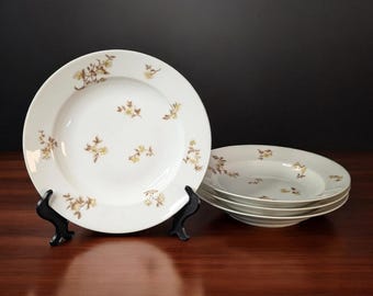 Set of 4 Antique Charles Haviland Limoges Soup Bowls – 9.5" Floral Porcelain – c.1890s French Fine China