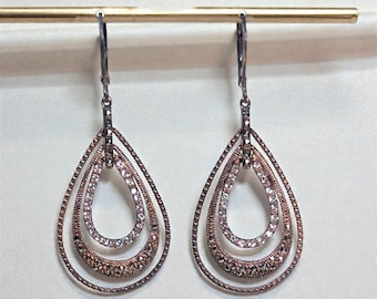 Judith Jack Gold Vermeil Sterling Drop Earrings, Marcasite & Rhinestones