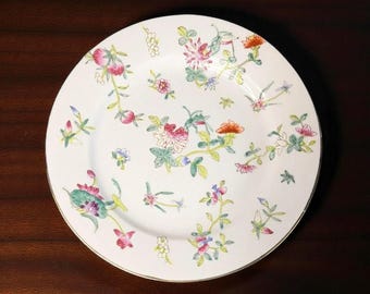 Vintage Famille Rose Porcelain Plate: Grasshopper & Four Seasons Motif, 3 available