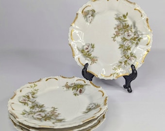 Antique set of 4 Limoges France Hand Painted Salad/Bread & Butter/Appetizer plates from G.D. and Cie, Excellent condition