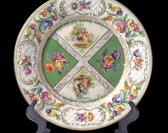 Vintage Schumann Dresden Bavaria 9.5" Porcelain Plate – 1930s Antique Collectible