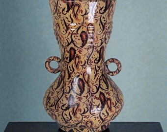 19th Century European Transferware Vase with Paisley  Orientalist Decoration