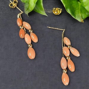 Delicate 14k gold and Pink Coral Victorian Style Earrings
