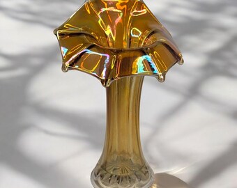 Imperial Glass Morning Glory Jack in the Pulpit Vase – 11" Marigold Iridescent Carnival Glass, Vintage Art Nouveau Style