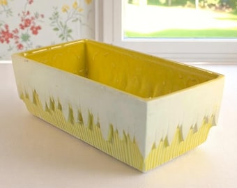 Vintage McCoy Planter #618 – Yellow & Cream Mid-Century Rectangular Pottery – USA Made, 1950s