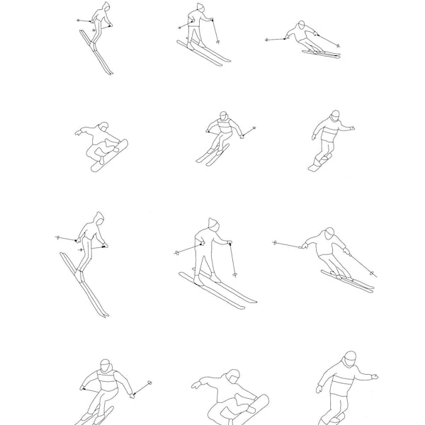 Skiers and snowboarders pattern pack